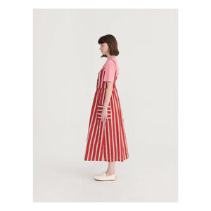 Bobo Choses - Striped Spanish Sleeve Dress Organic Cotton | Brick Red