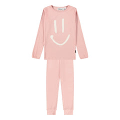 Molo - Lue Smiley Organic Cotton Pajamas | Powder Pink