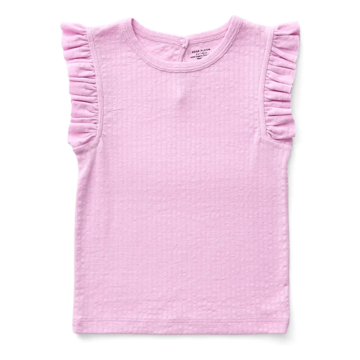 Soor Ploom - Pointelle Ruffled Organic Cotton T-Shirt | Pink