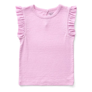 Soor Ploom - Pointelle Ruffled Organic Cotton T-Shirt | Pink