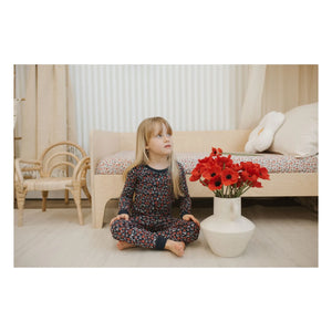 Petit Lem - Pyjama aus Bio-Baumwolle mit Blumenmuster | Marineblau