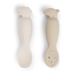 Done by deer - Tiny Farm Learning Spoons - Set of 2 | Sand