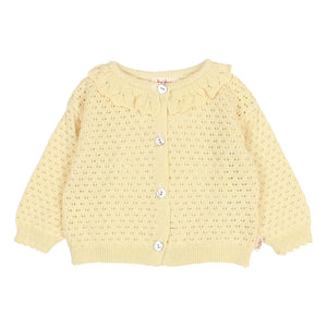 Búho - Pointelle Boho Bio-Baumwoll-Cardigan | Gelb
