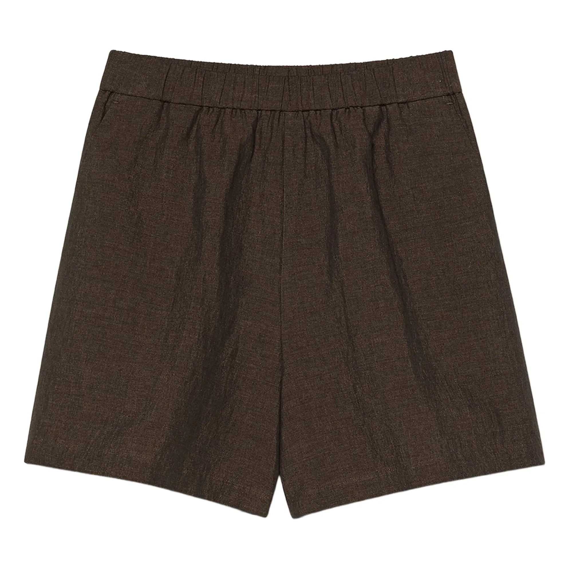 Pomandère - Pantalones cortos de lino y algodón gabardina | Chocolate