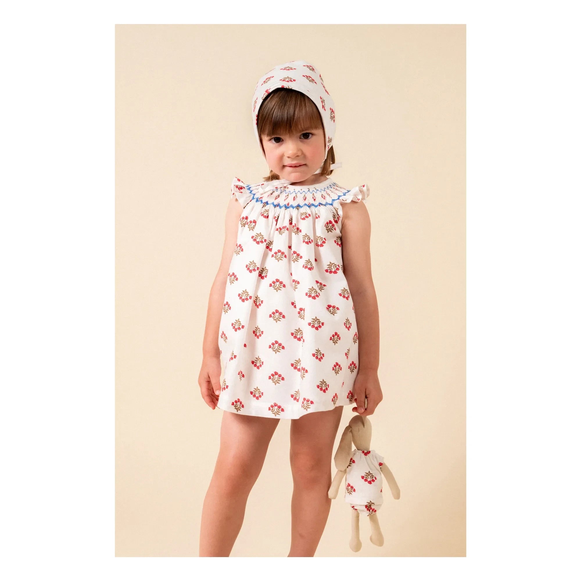 birinit - Monzón Organic Cotton Smocked Blouse and Jumpsuit Set | White