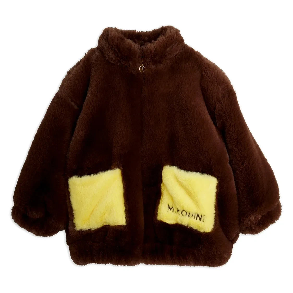 Mini Rodini - Kunstpelzjacke mit Hasenohren, recycelte Fasern | Braun