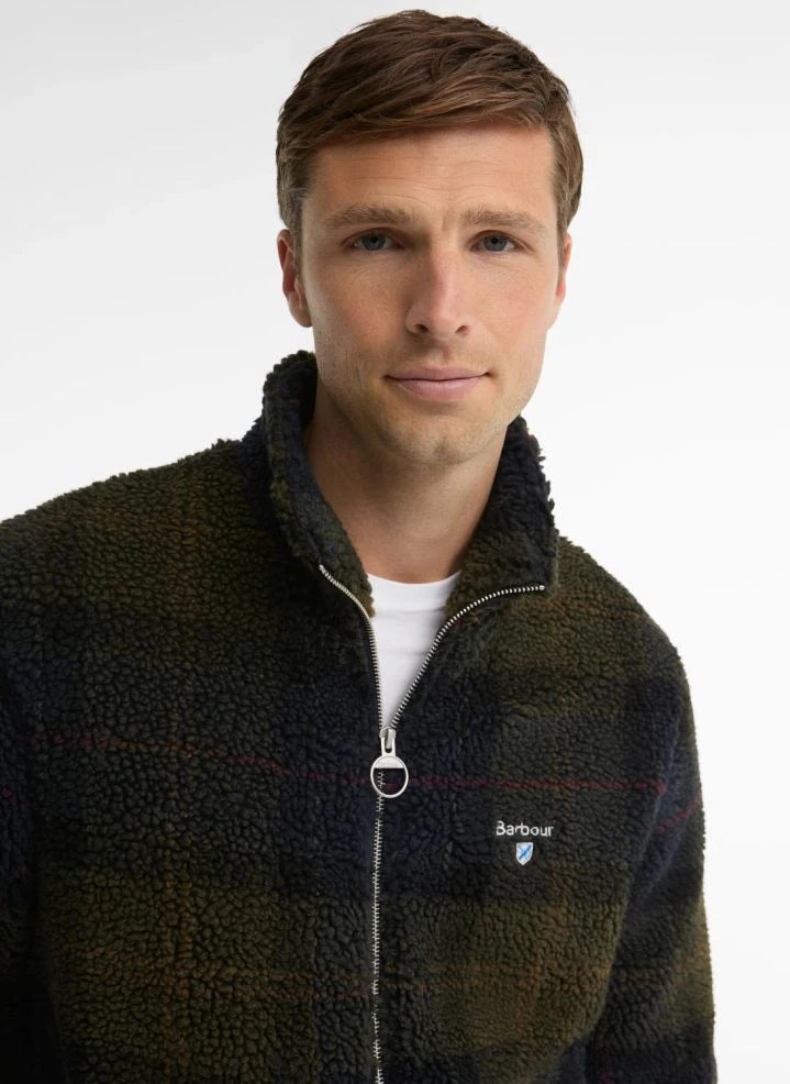 Barbour - Karierter Reißverschluss-Fleecejacke | Oliv