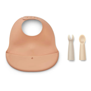 Liewood - Aspen Silicone Bib and Cutlery Set | Pink