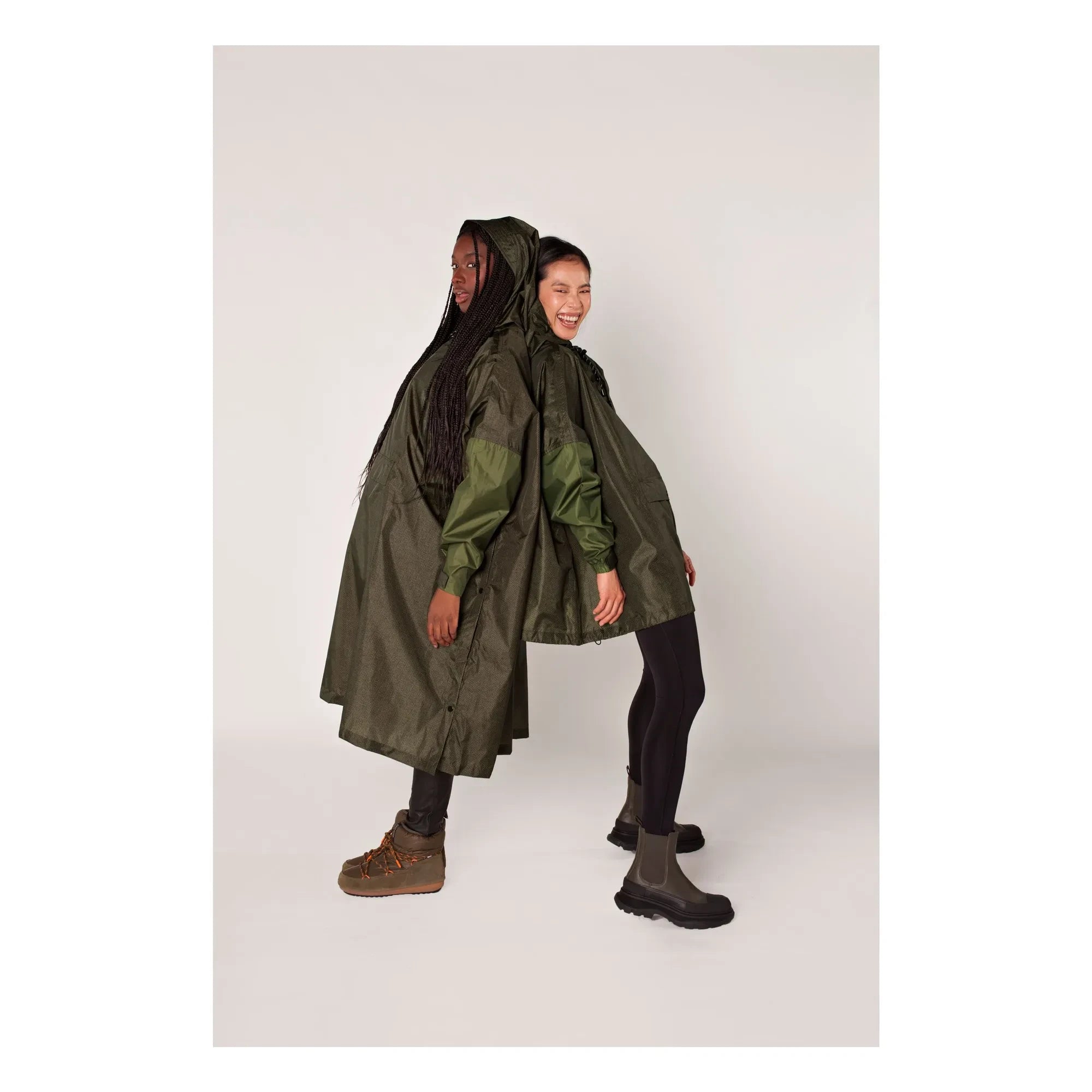 Rainkiss - Herringbone Raincoat Cape - Women's Collection | Brown