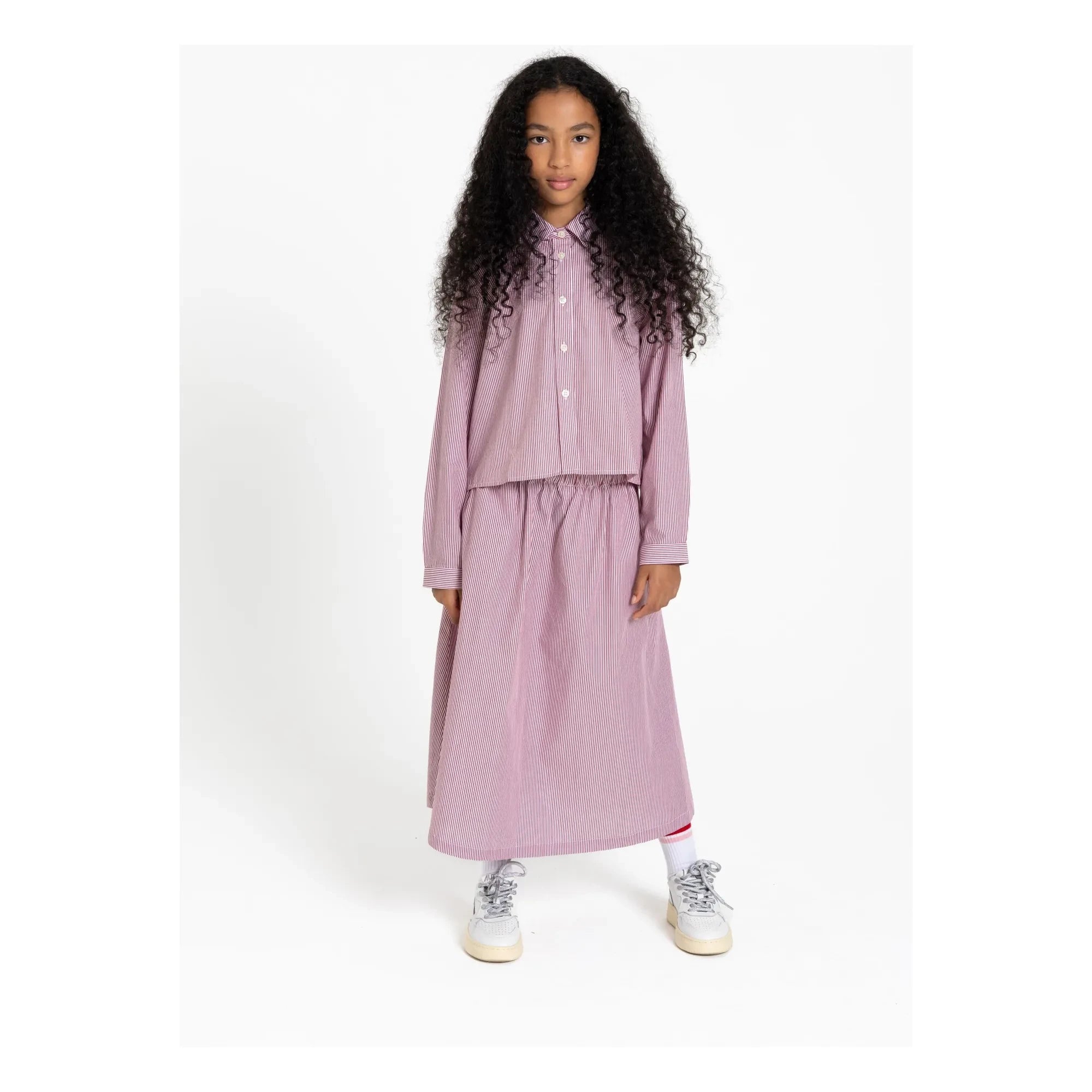 Finger in the Nose - Striped Lina Skirt | Brick Red