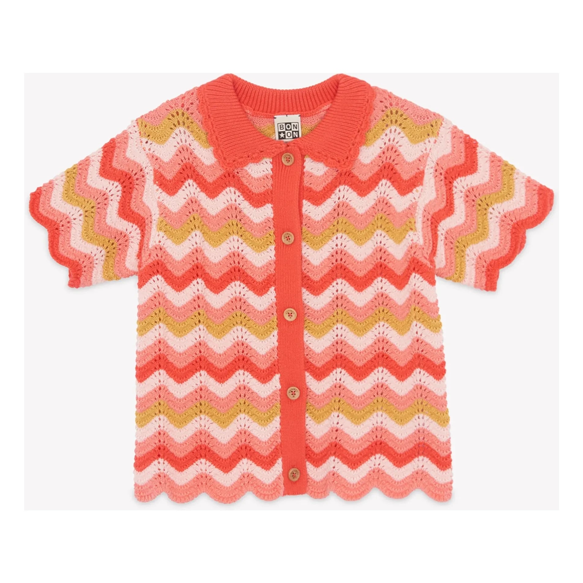 Bonton - Camisa de cuello de ganchillo Ninon | Coral