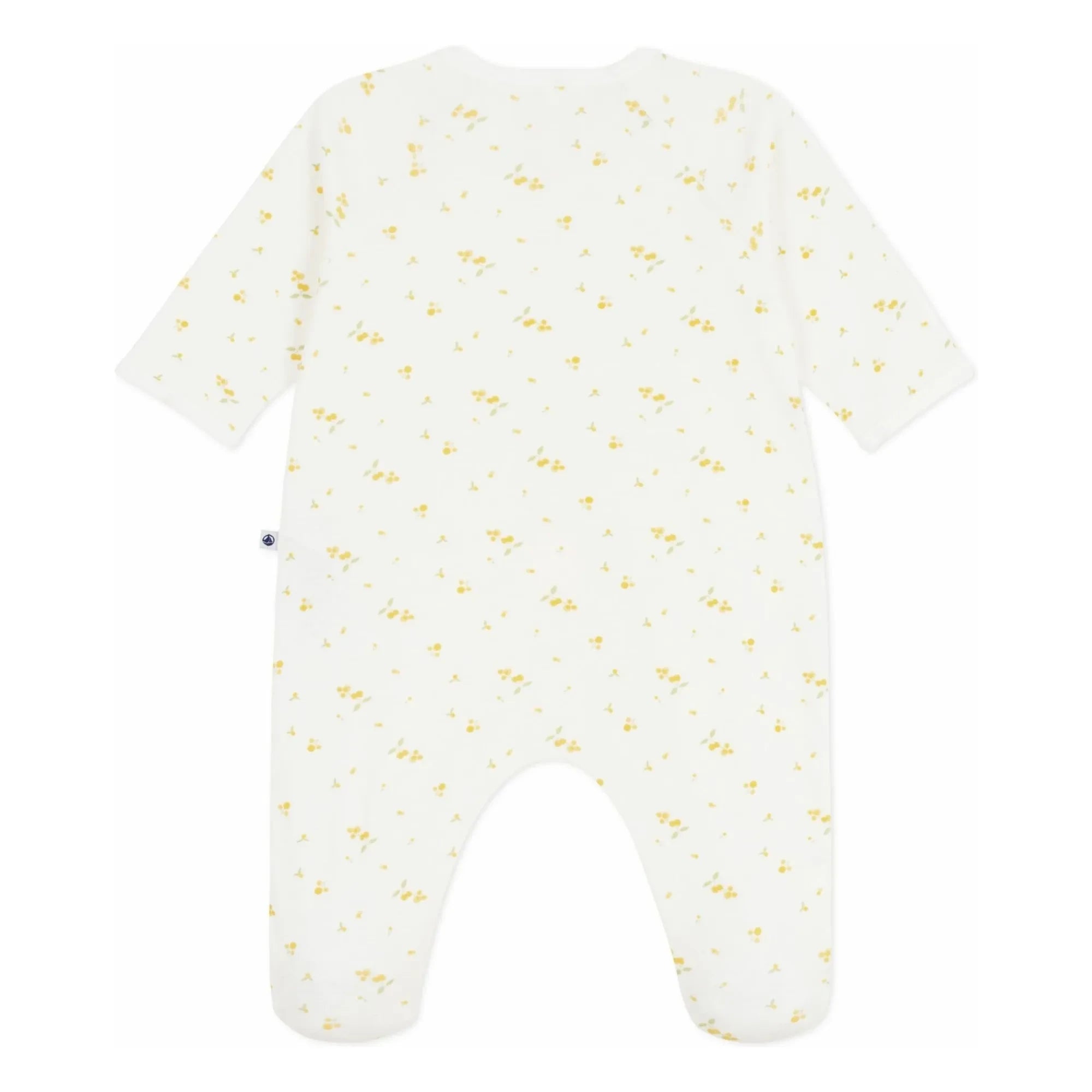 Petit Bateau - Snap Button Floral Pattern Organic Cotton Pajamas | White
