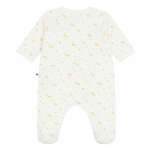 Petit Bateau - Snap Button Floral Pattern Organic Cotton Pajamas | White