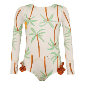 Pepita & Me - Langarm Badeanzug Palm Trees | Ecru