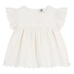 Petit Bateau – Broderie Anglaise Bluse aus Bio-Baumwolle | Ecru