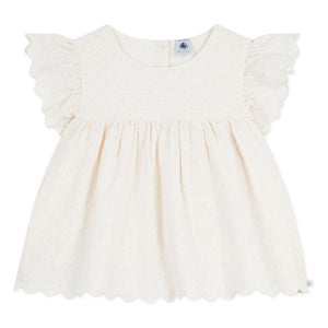 Petit Bateau – Broderie Anglaise Bluse aus Bio-Baumwolle | Ecru
