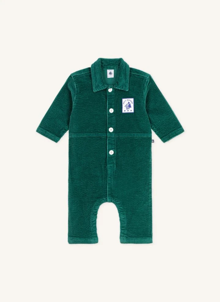 Petit Bateau - Mono Pompist canalé de algodón orgánico | Verde