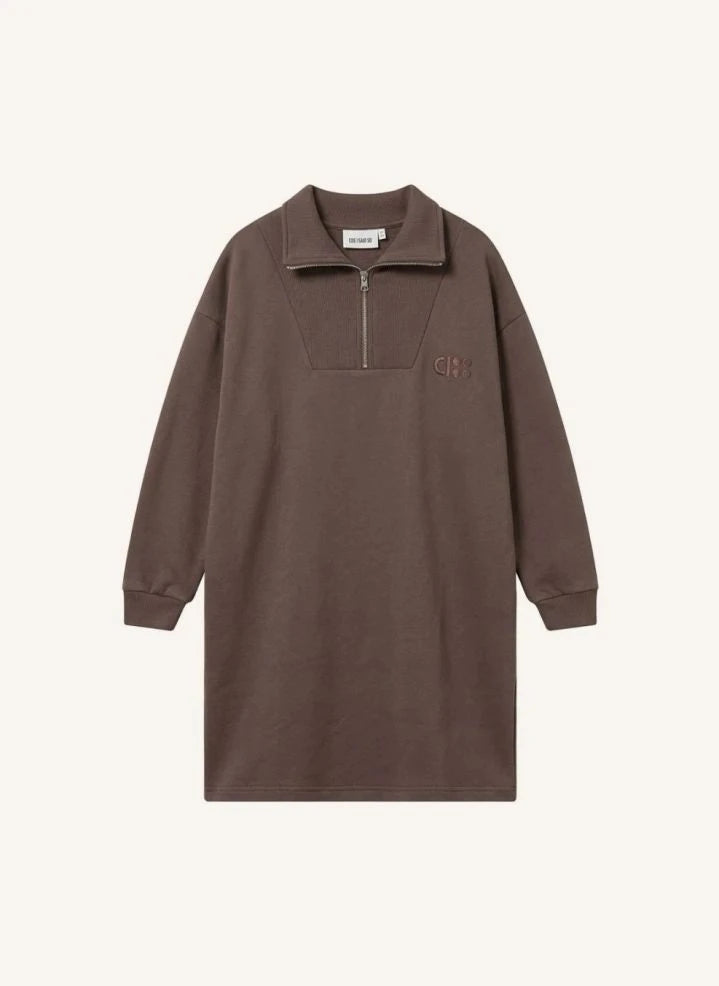 Cos I Said So - Vestido polo con cremallera de algodón orgánico | Marrón oscuro