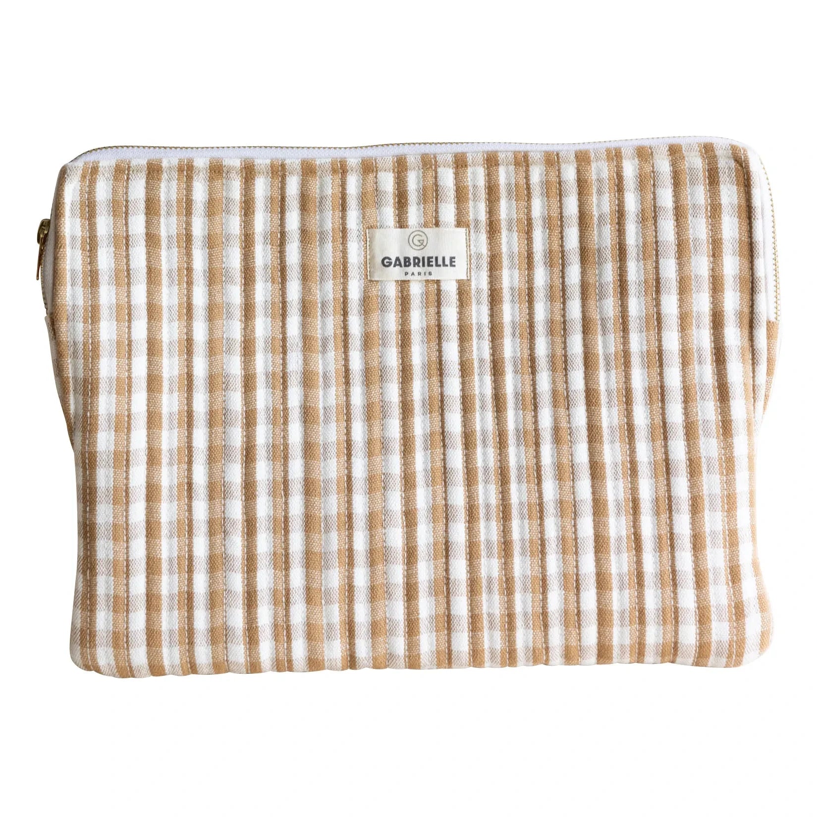 Gabrielle Paris - Gingham Laptop Kılıfı | Camel