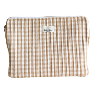 Gabrielle Paris - Gingham Laptop Kılıfı | Camel