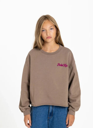 Smallable Kid - Sudadera Orgánica de Algodón con Bolsillo en Ciruela | Marrón Helado