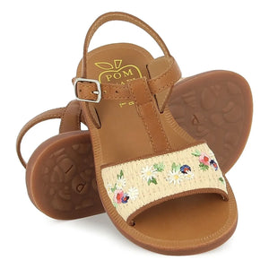 Pom d'Api - Sandalen Plagette Raphia Brod | Creme