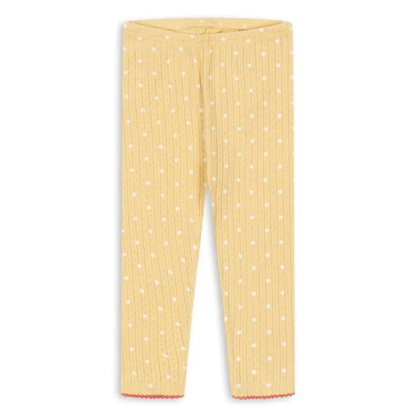 Konges Sløjd - Mallas Minnie Pointelle con lunares, Algodón orgánico | Amarillo