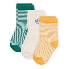 Petit Bateau - Set de 3 pares de calcetines a rayas | Amarillo
