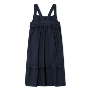 Matona - Vestido con volantes Mi-Long Algodón orgánico | Azul marino