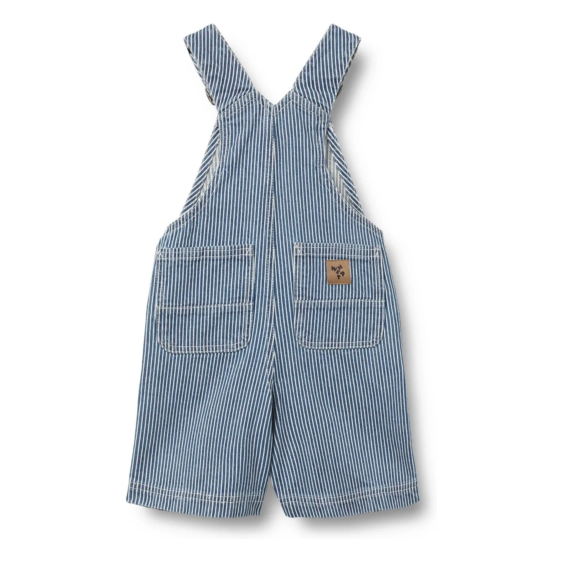 Wheat - Çizgili Denim Organik Pamuk Tulum | Mavi