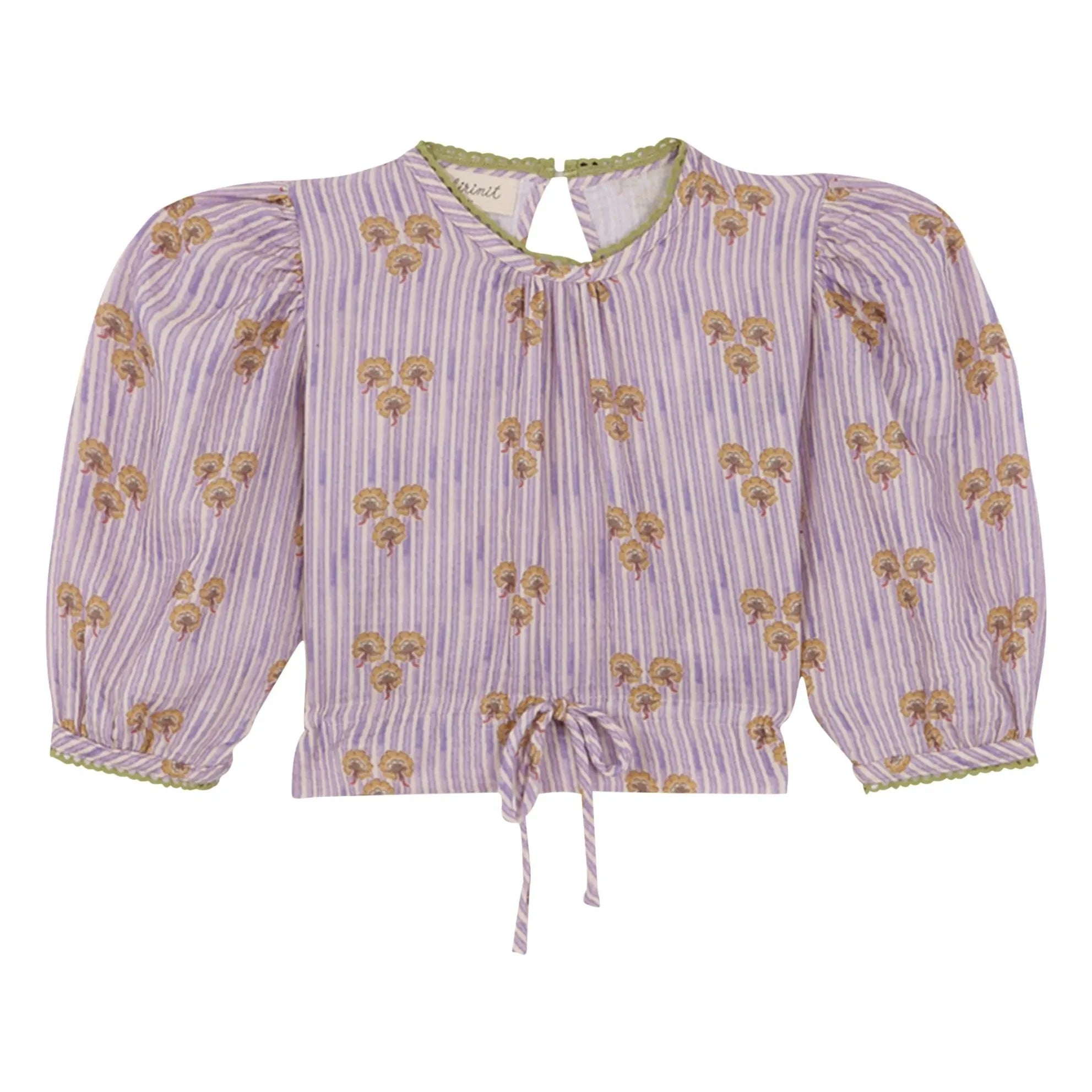birinit - Cinca Çizgili Organik Pamuklu Bluz | Mauve