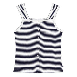 Petit Bateau - Camiseta de tirantes acanalada a rayas | Azul marino