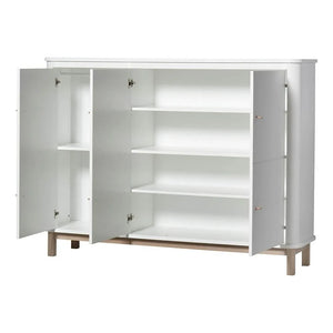 Oliver Furniture - Çok Bölmeli 3 Kapılı Meşe Şifonyer | Beyaz