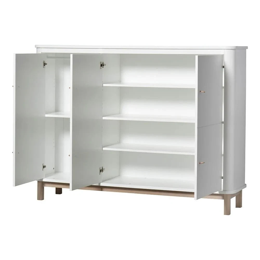 Oliver Furniture - Çok Bölmeli 3 Kapılı Meşe Şifonyer | Beyaz