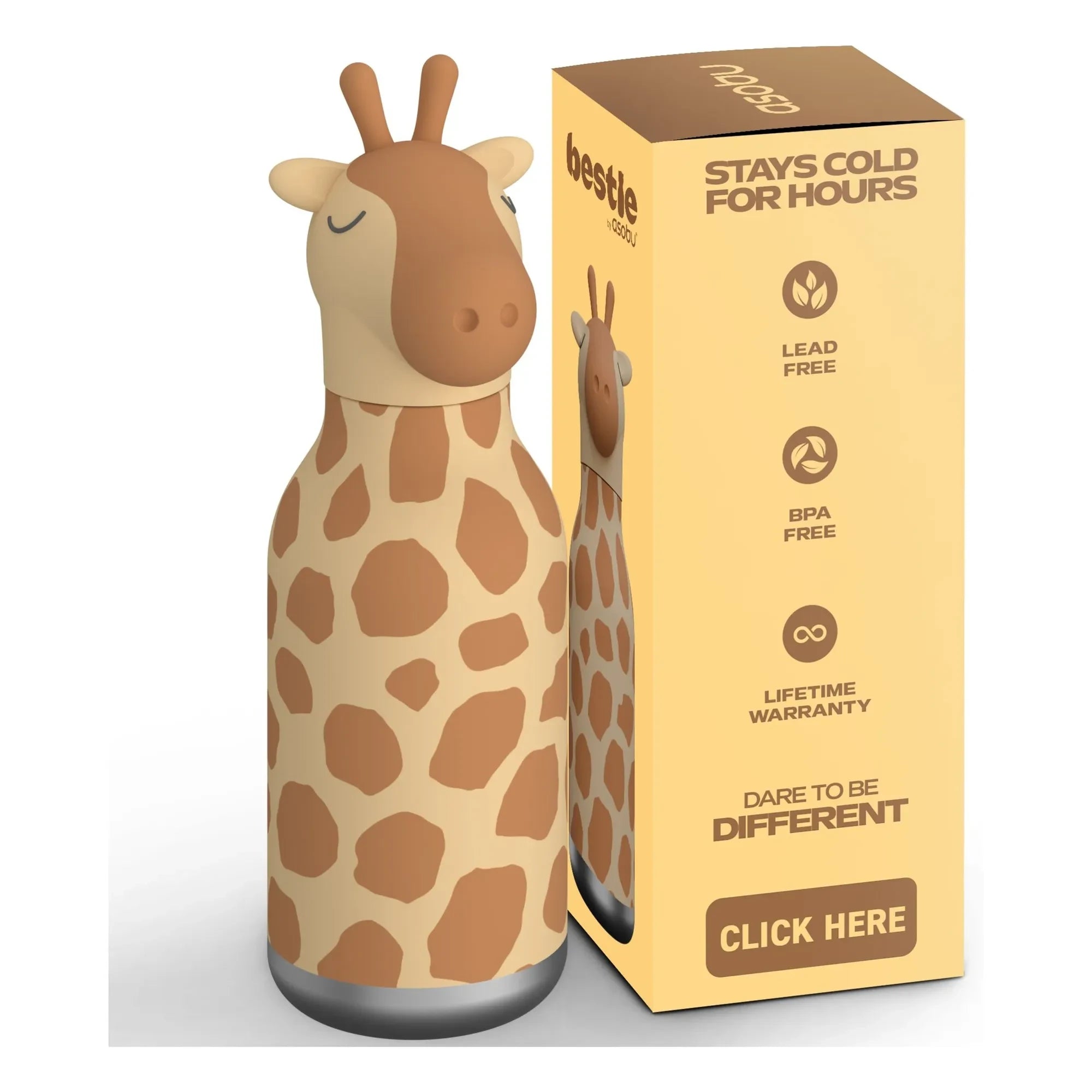 Asobu - Botella de agua de acero inoxidable Giraffe | Naranja
