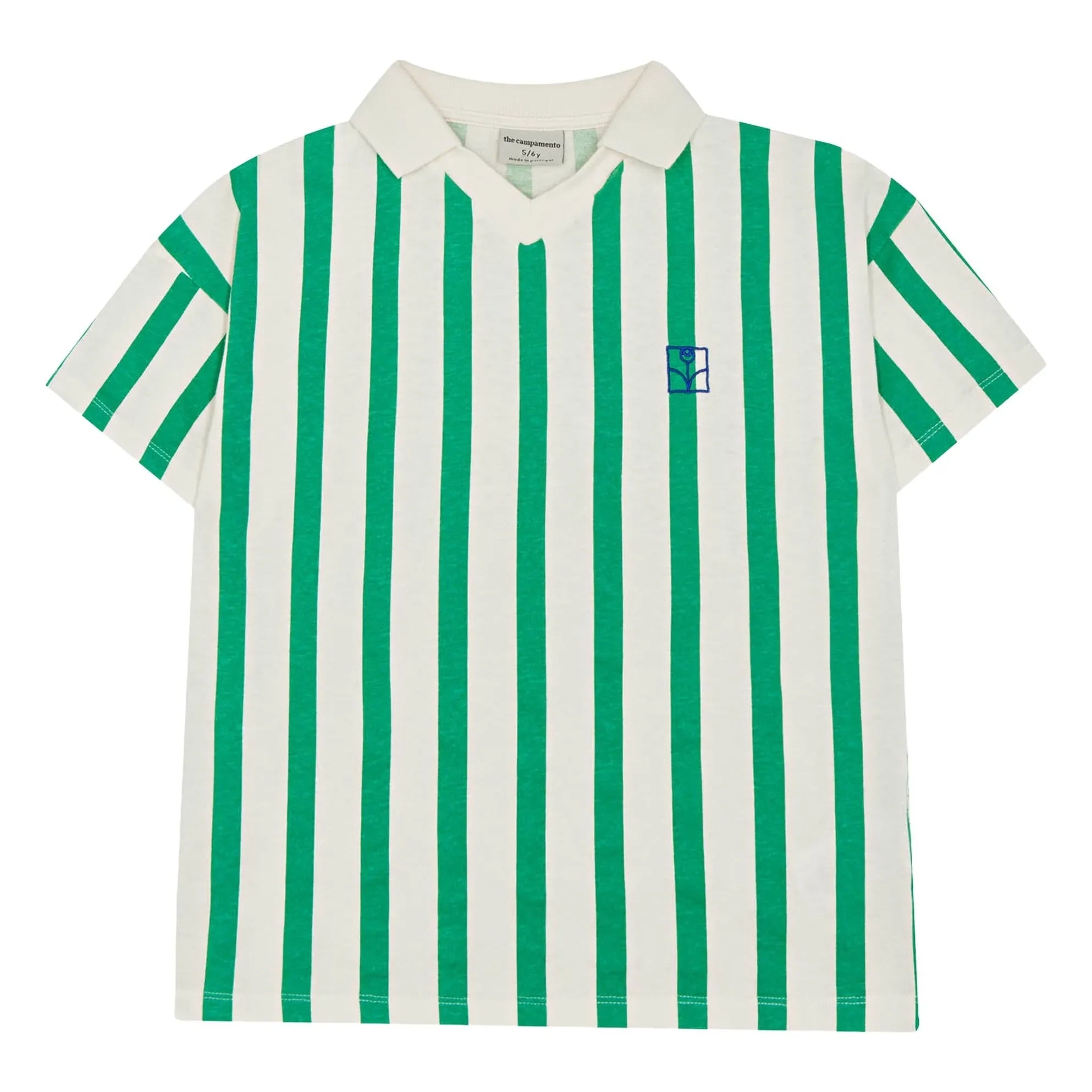 The Campamento - Yeşil Oversize Çizgili Polo Tişört