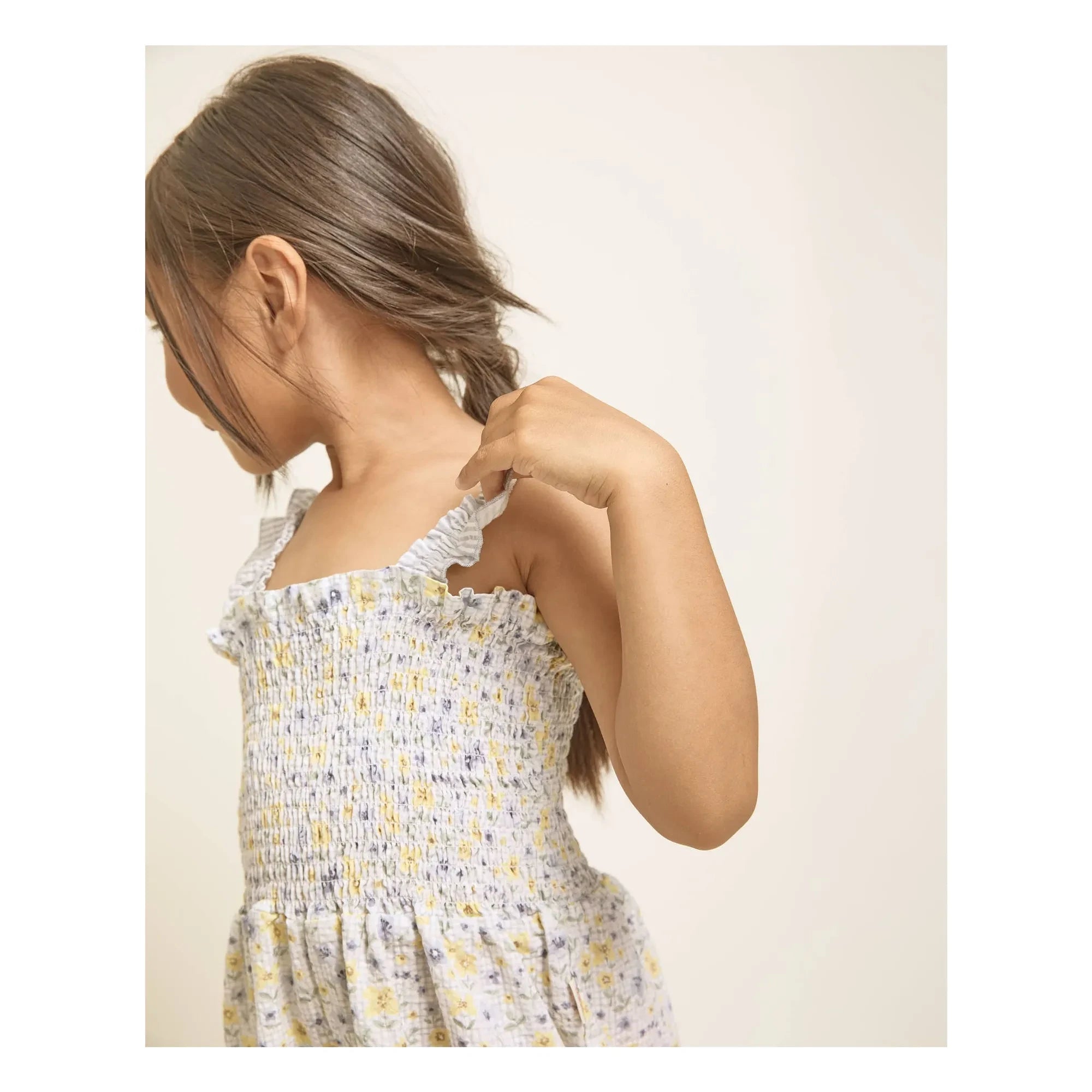 Búho - Seersucker Overall mit Blumenmuster | Hellblau