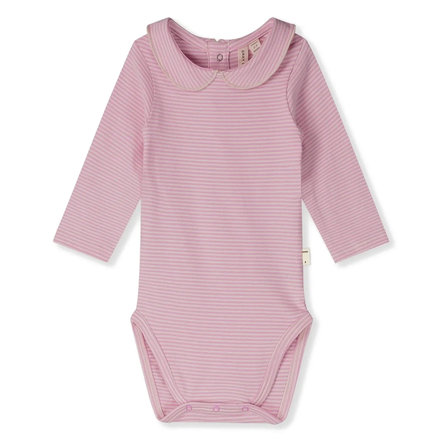 Gray Label - Body de algodón orgánico a rayas con cuello Claudine | Rosa