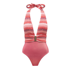 Lison Paris - Bañador de ganchillo de una pieza Sunset | Coral