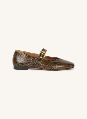 Bobbies - Zapatos de ballet de piel Mado con estampado de serpiente | Caqui