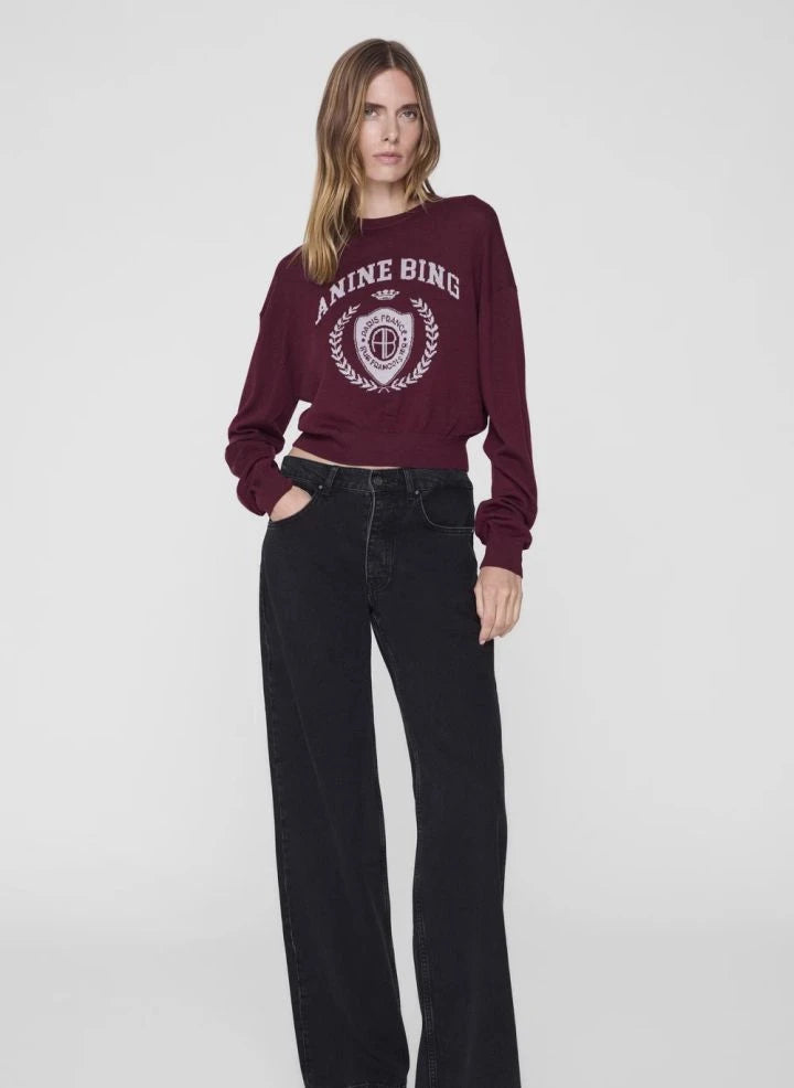 Anine Bing - Sweat Mia Merino yün | Bordo