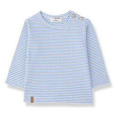 1+ in the family - Perello Fitilli Çizgili Tişört | Açık Mavi