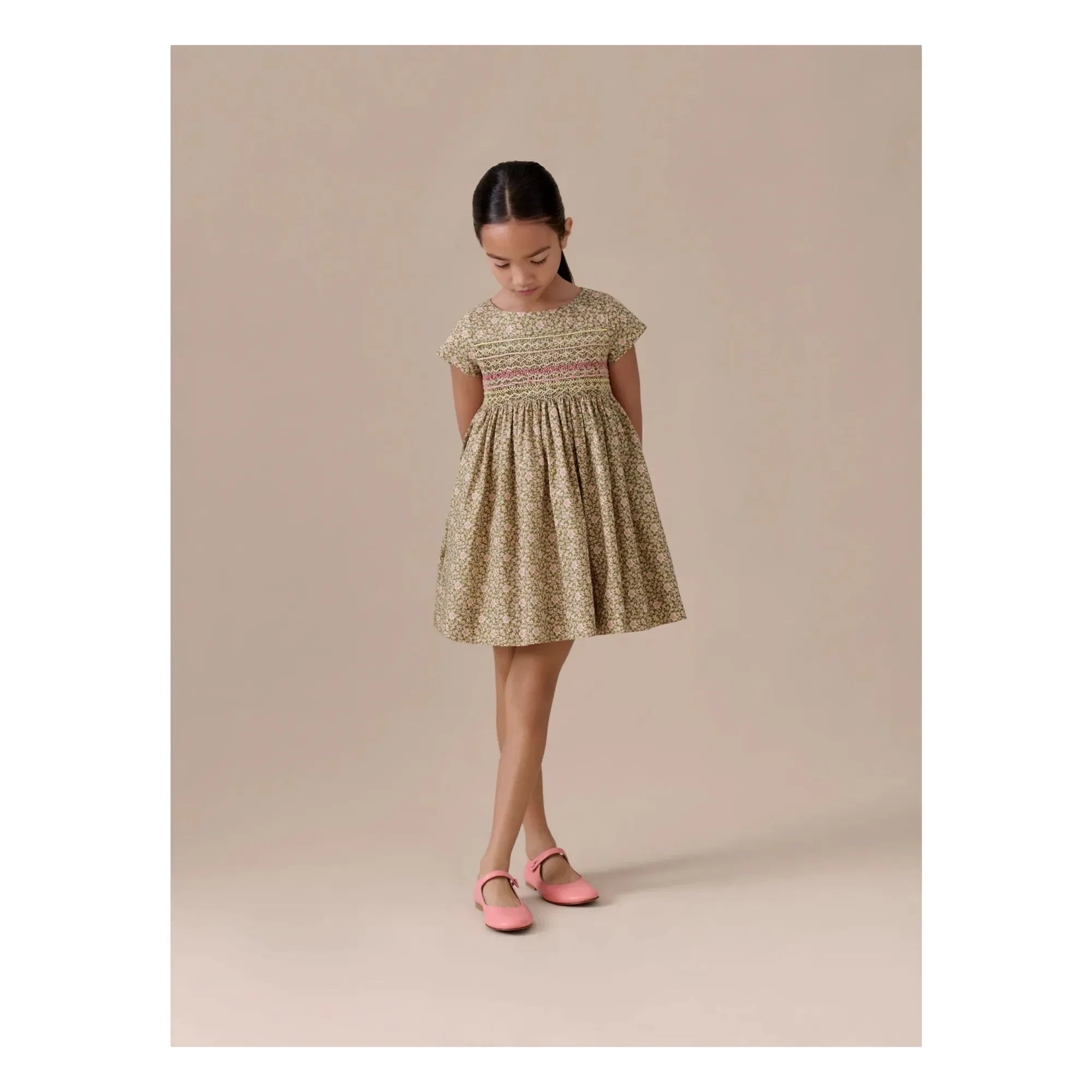 Bonpoint - Duchesse Liberty organik pamuk elbise | Yeşil