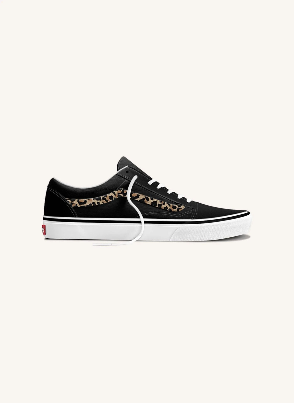 Vans - Old Skool حذاء رياضي بنقشة الفهد بأربطة | أسود