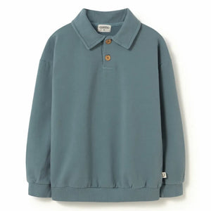 Cozmo - Piero organik pamuklu polo yaka sweatshirt | Gökyüzü mavisi