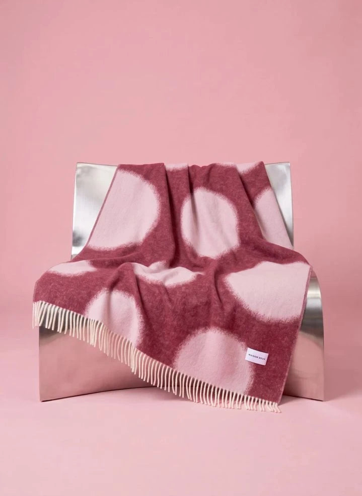 Maison Deux - Manta de Lana con Estampado de Lunar | Burdeos