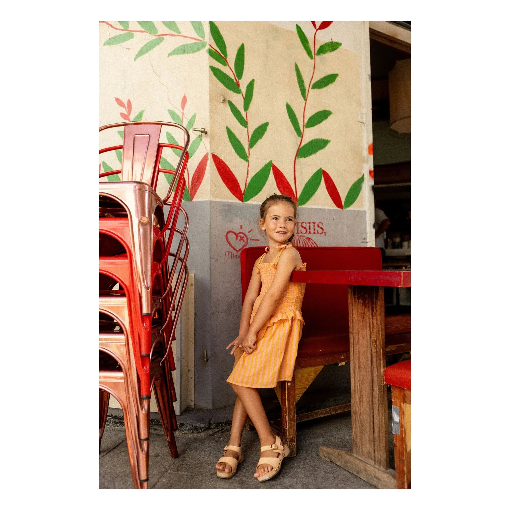 Louis Louise - Striped Eden Drawstring Dress | Orange