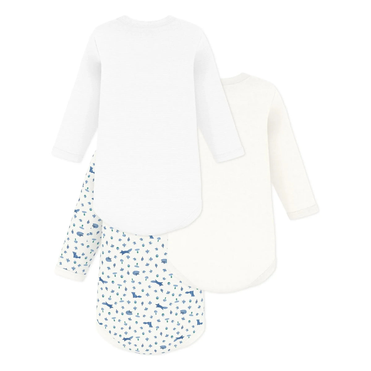 Petit Bateau - 3'lü Organik Pamuk Tilki Body Seti | Mavi