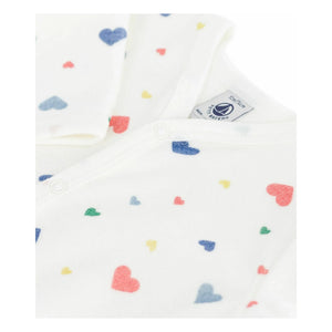 Petit Bateau - Kalpli Ayaklı Rahat Pijama | Beyaz Organik Pamuk
