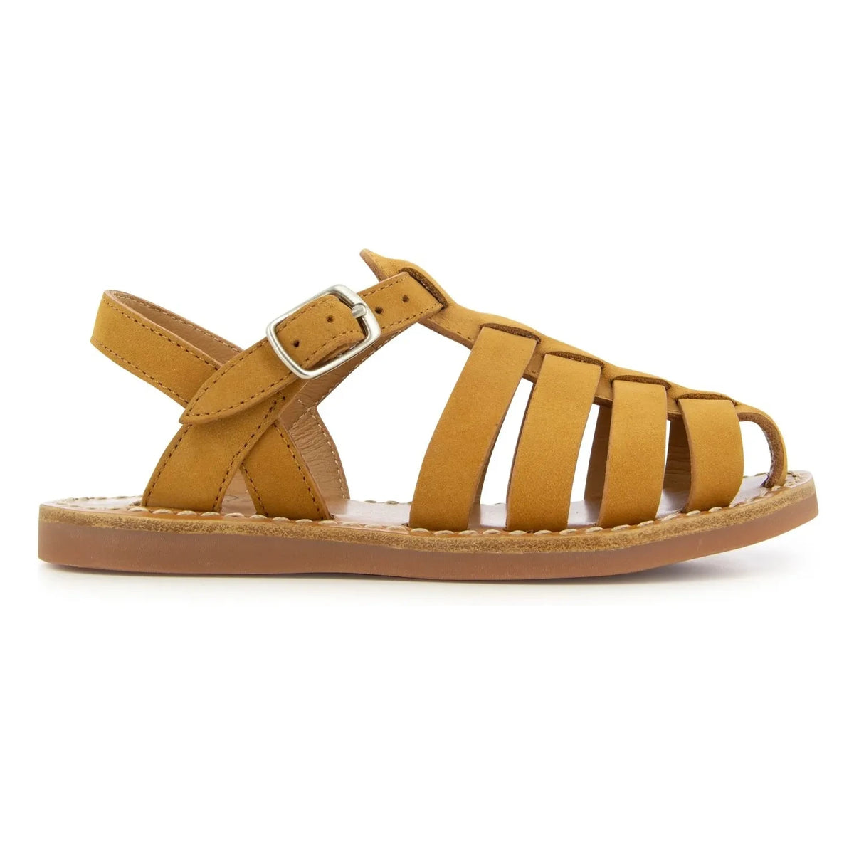 Pom d'Api - Sandalias de padre con pespuntes de rafia | Ocre